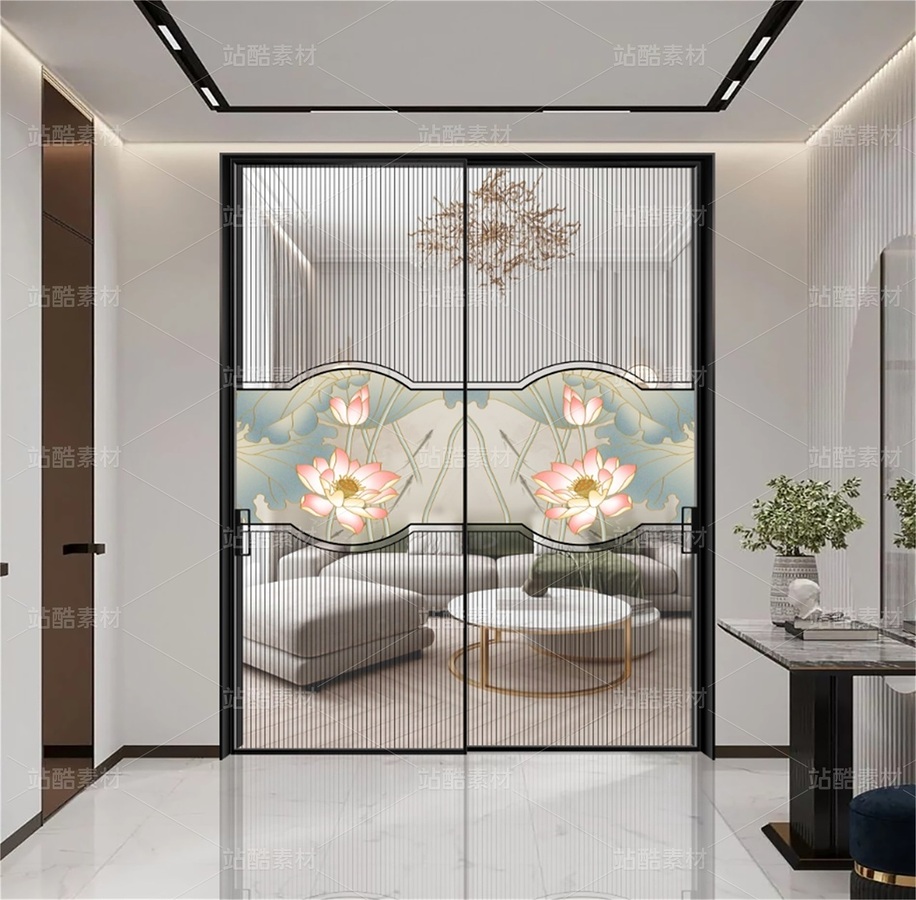精美荷花線(xiàn)條移門(mén)圖案（主預(yù)覽-12204803） - 未分類(lèi) - 站酷設(shè)計(jì)師JpUTfAYxcN原創(chuàng)素材 - 站酷ZCOOL