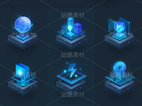 科技蓝质感2.5D图标（导航-12306100） - 未分类 - 站酷设计师ZUOREN原创素材 - 站酷ZCOOL