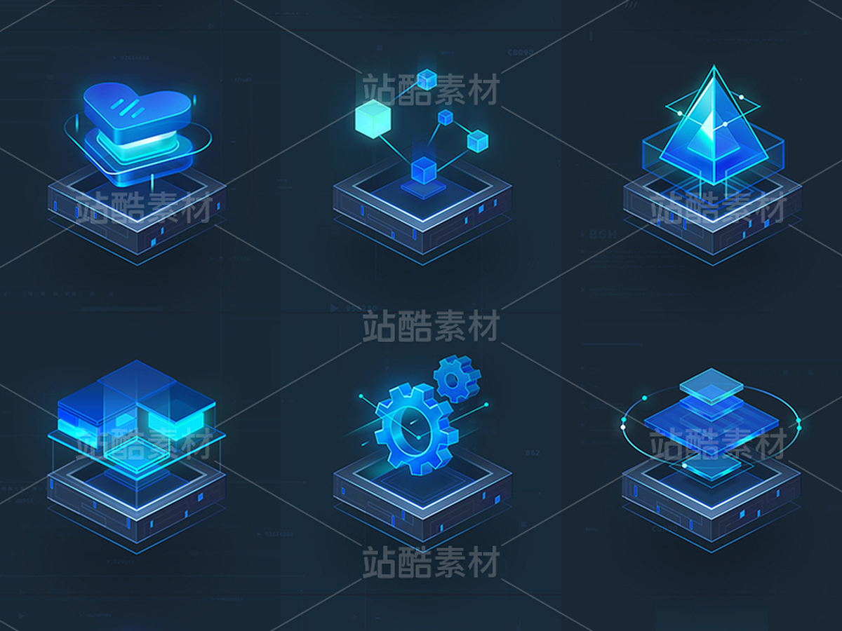科技蓝质感2.5D图标（主预览-12306101） - 未分类 - 站酷设计师ZUOREN原创素材 - 站酷ZCOOL