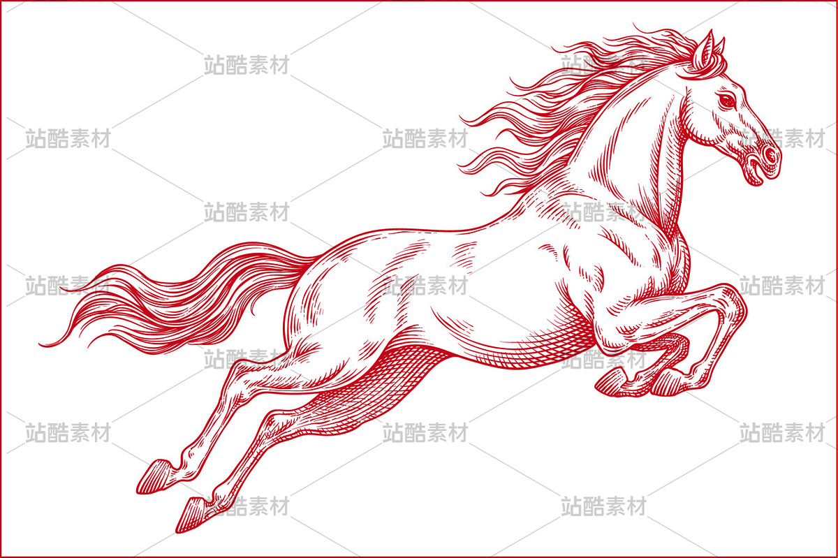 矢量2026馬年生肖馬的線性插畫版畫可編輯可修改可改色（主預(yù)覽-12349618） - 未分類 - 站酷設(shè)計師歲月哥原創(chuàng)素材 - 站酷ZCOOL