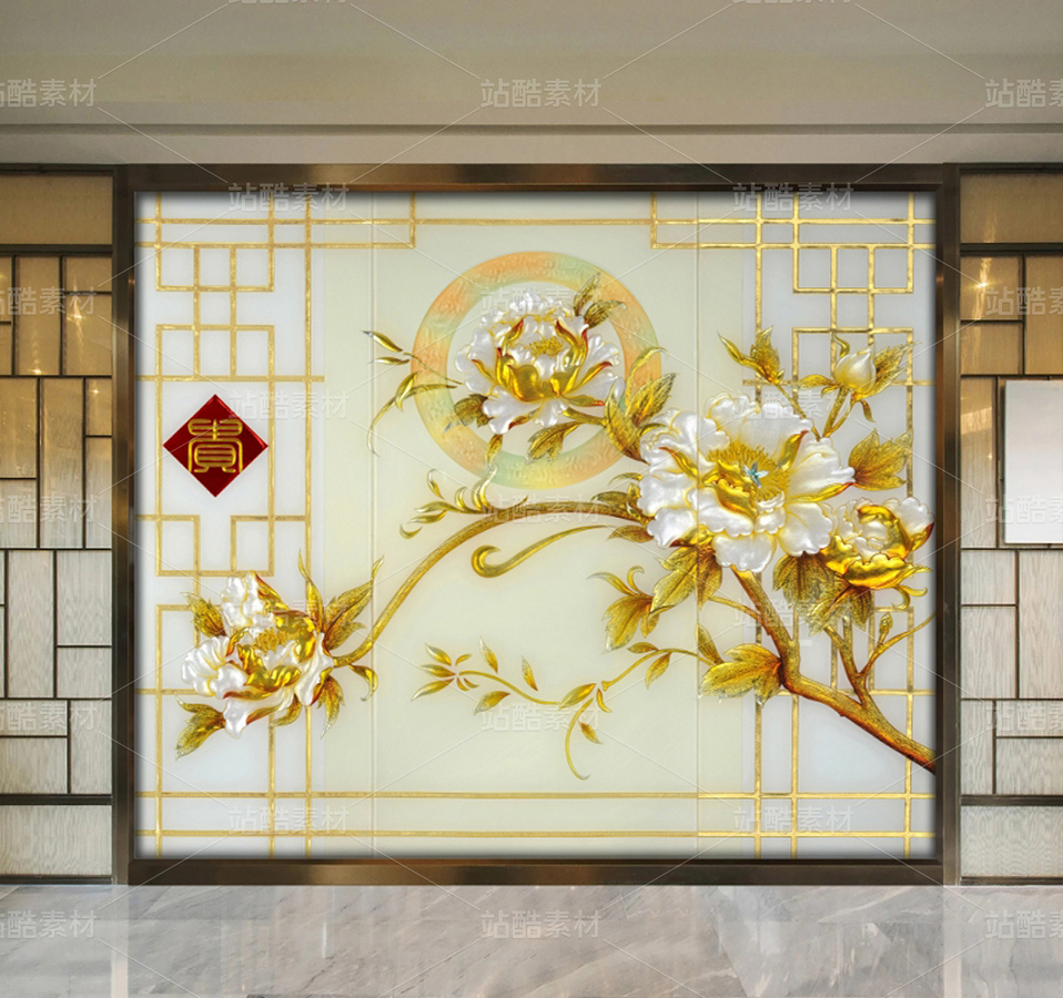 牡丹裝飾畫（主預(yù)覽-12389113） - 未分類 - 站酷設(shè)計師JpUTfAYxcN原創(chuàng)素材 - 站酷ZCOOL