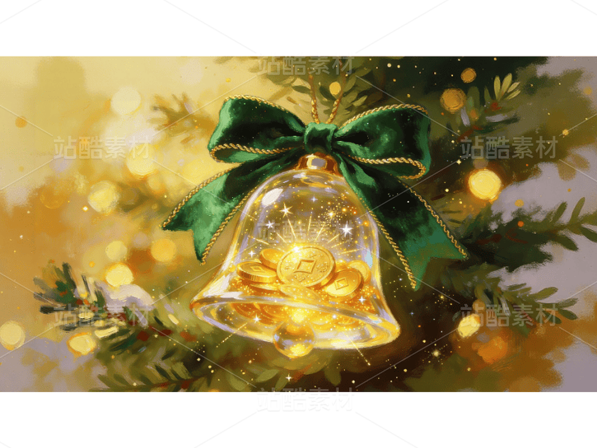 4k高清 横版招财金铃 厚涂油画风 电商海报 数字油画（主预览-12596819） - 未分类 - 站酷设计师ZITING2025原创素材 - 站酷ZCOOL
