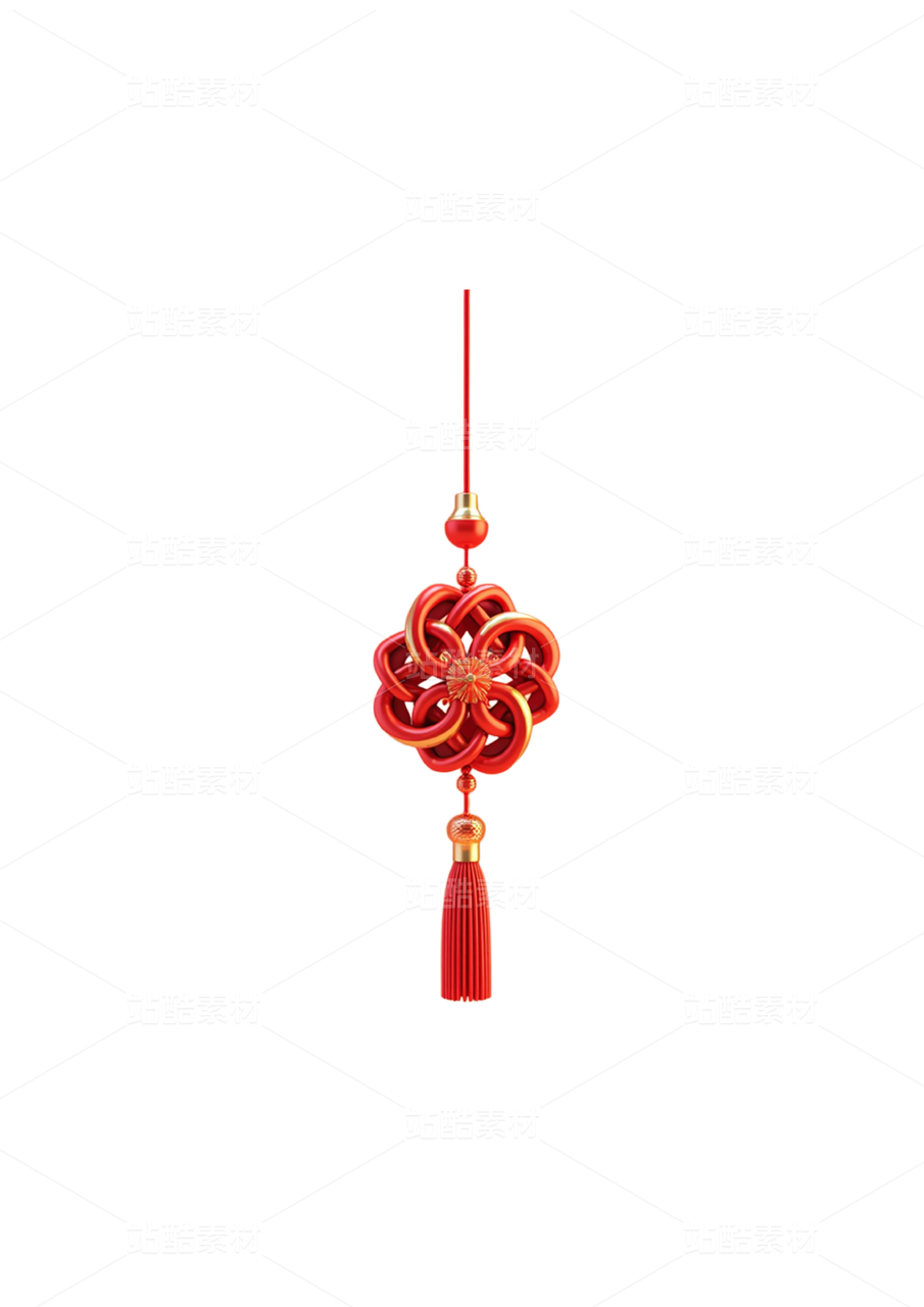 红金莲花结流苏中国结
