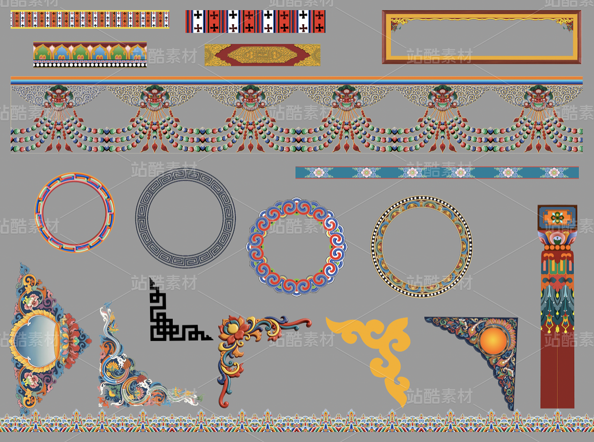 傳統(tǒng)紋樣裝飾素材（主預(yù)覽-12863189） - 未分類 - 站酷設(shè)計師央賽影視設(shè)計原創(chuàng)素材 - 站酷ZCOOL