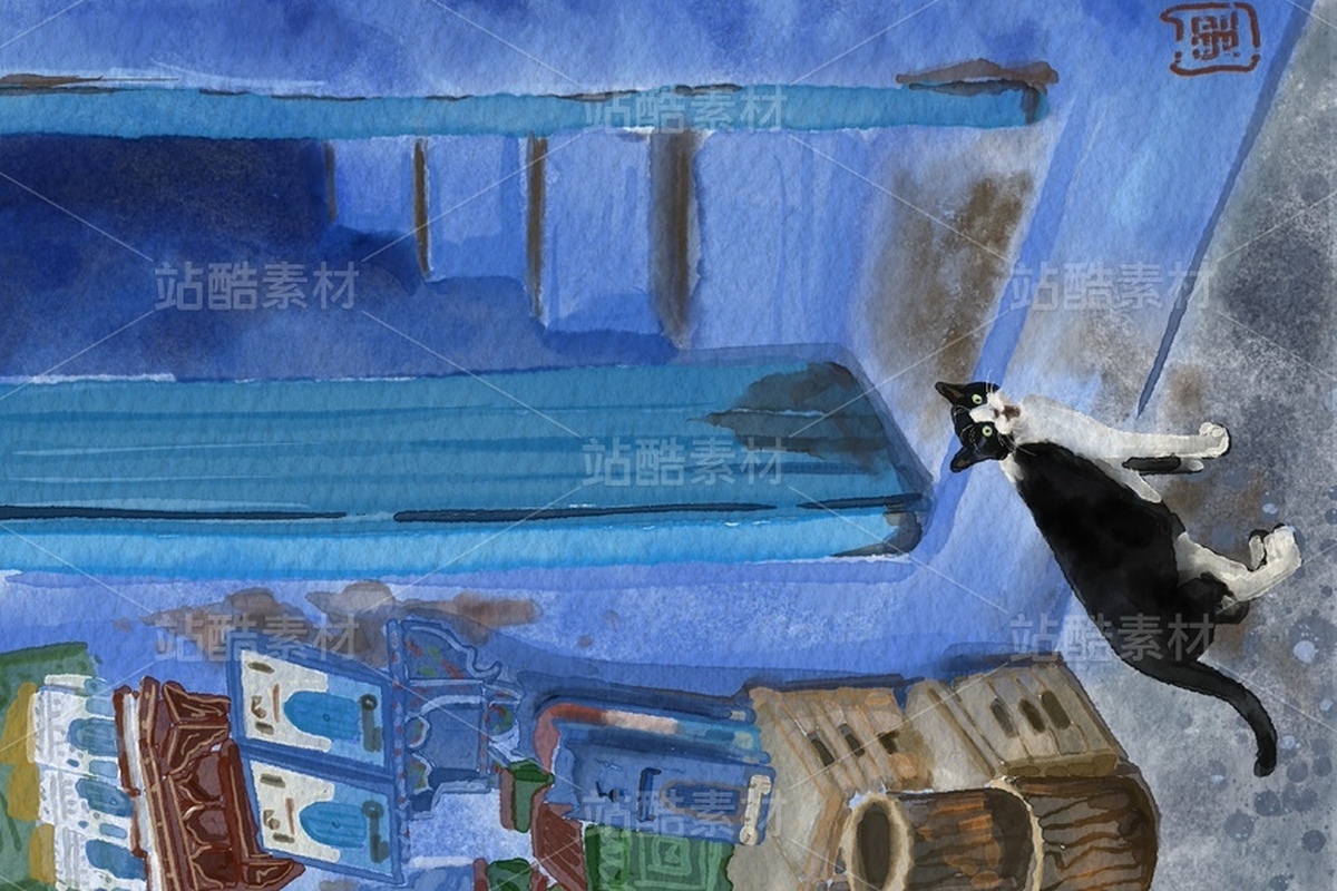 蓝色摩洛哥-旅游插画（主预览-12886624） - 未分类 - 站酷设计师lcnoworking原创素材 - 站酷ZCOOL