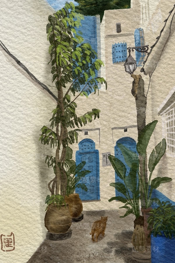 蓝色摩洛哥-旅游插画（主预览-12886627） - 未分类 - 站酷设计师lcnoworking原创素材 - 站酷ZCOOL