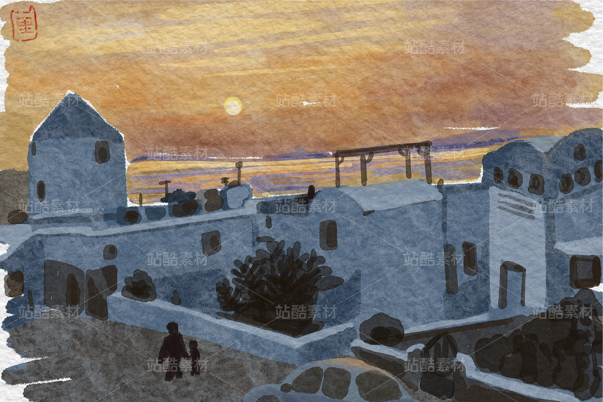 圣托里尼旅游插画（主预览-12886639） - 未分类 - 站酷设计师lcnoworking原创素材 - 站酷ZCOOL