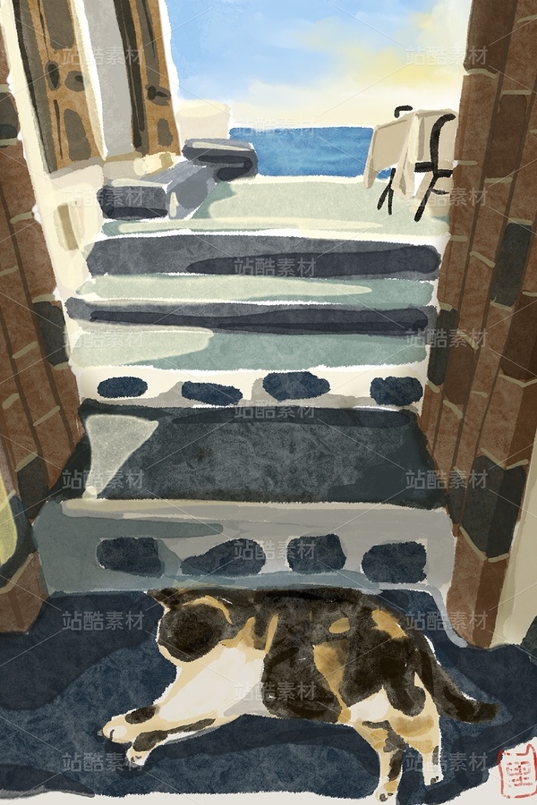 圣托里尼旅游插画（主预览-12886636） - 未分类 - 站酷设计师lcnoworking原创素材 - 站酷ZCOOL