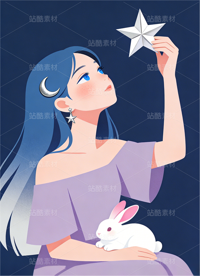 極簡主義矢量插畫風(fēng)格少女肖像畫（主預(yù)覽-13087489） - 未分類 - 站酷設(shè)計師緒山奏原創(chuàng)素材 - 站酷ZCOOL