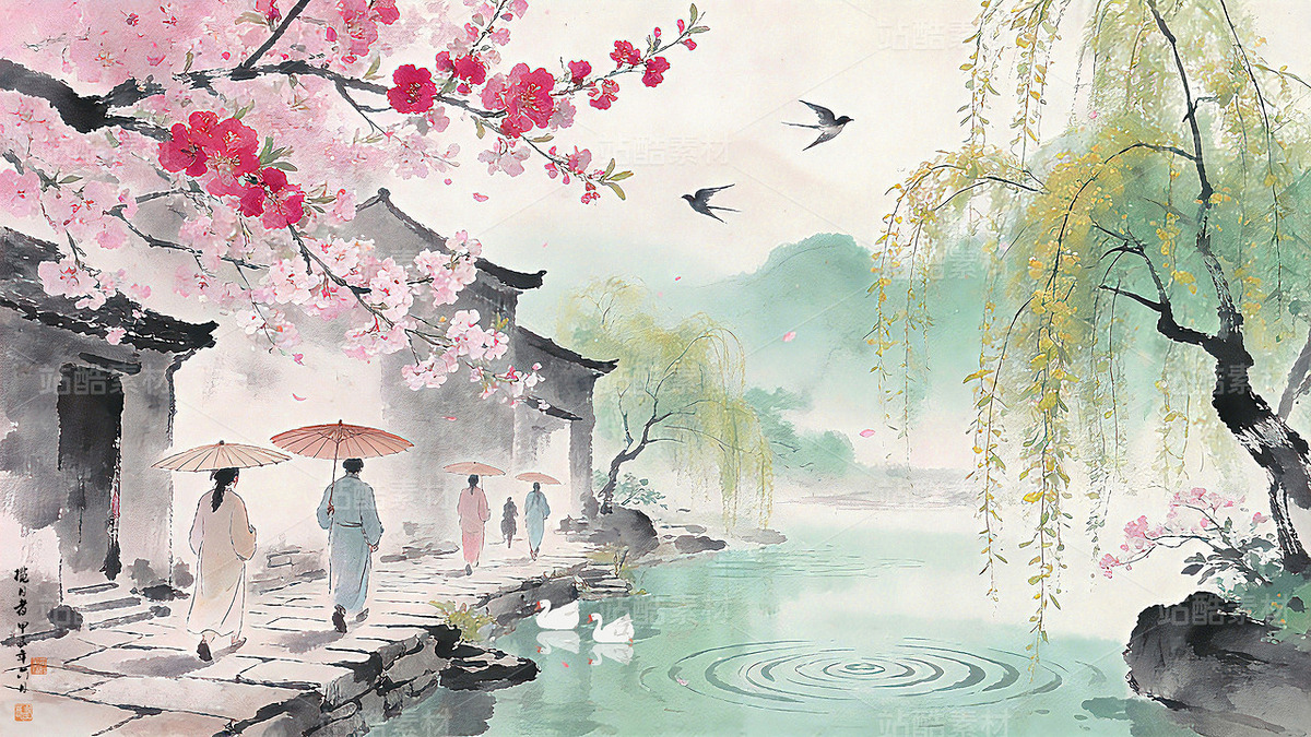水墨山水画春色江南装饰画（主预览-13087824） - 未分类 - 站酷设计师独创绘画工作室原创素材 - 站酷ZCOOL