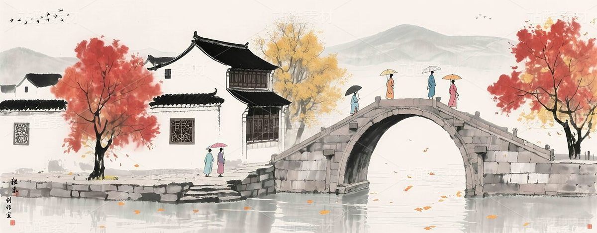 水墨小桥水墨山水画水墨江南画水墨农村装饰画（主预览-13087831） - 未分类 - 站酷设计师独创绘画工作室原创素材 - 站酷ZCOOL