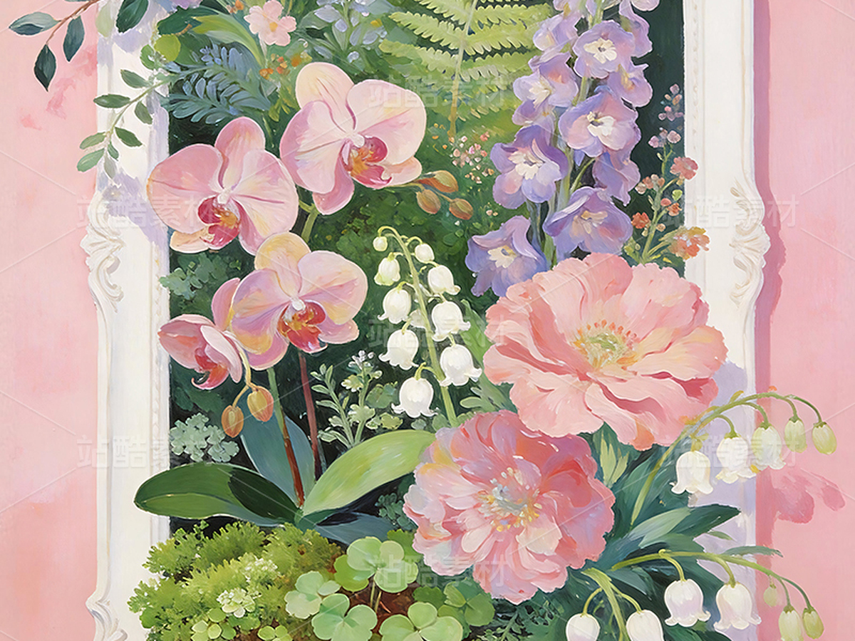 粉色復古手繪水彩植物精致裝飾畫素材（主預覽-13087899） - 未分類 - 站酷設計師jasonshow原創(chuàng)素材 - 站酷ZCOOL