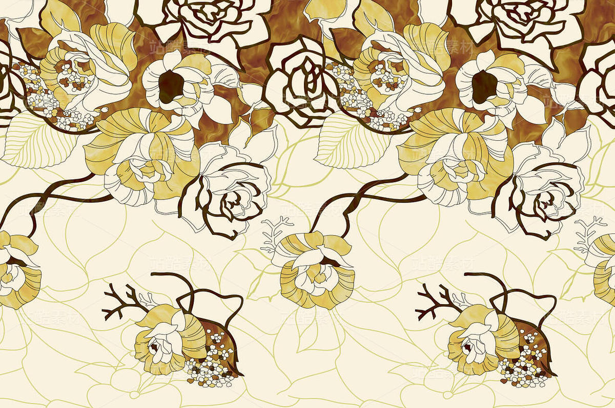 抽象復(fù)古花朵裝飾畫（主預(yù)覽-13088057） - 未分類 - 站酷設(shè)計師JpUTfAYxcN原創(chuàng)素材 - 站酷ZCOOL