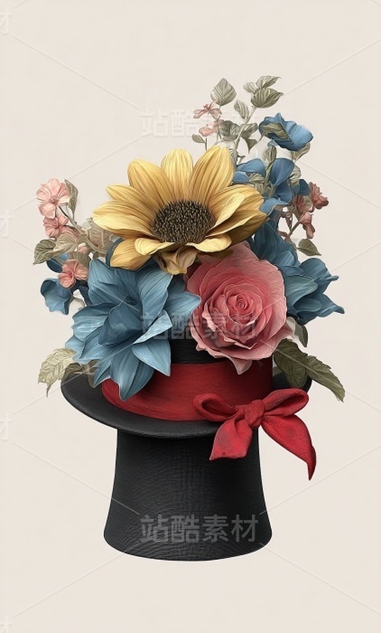 魔法礼帽鲜花插画 创意图案设计素材包（主预览-13088718） - 未分类 - 站酷设计师幻野纪原创素材 - 站酷ZCOOL