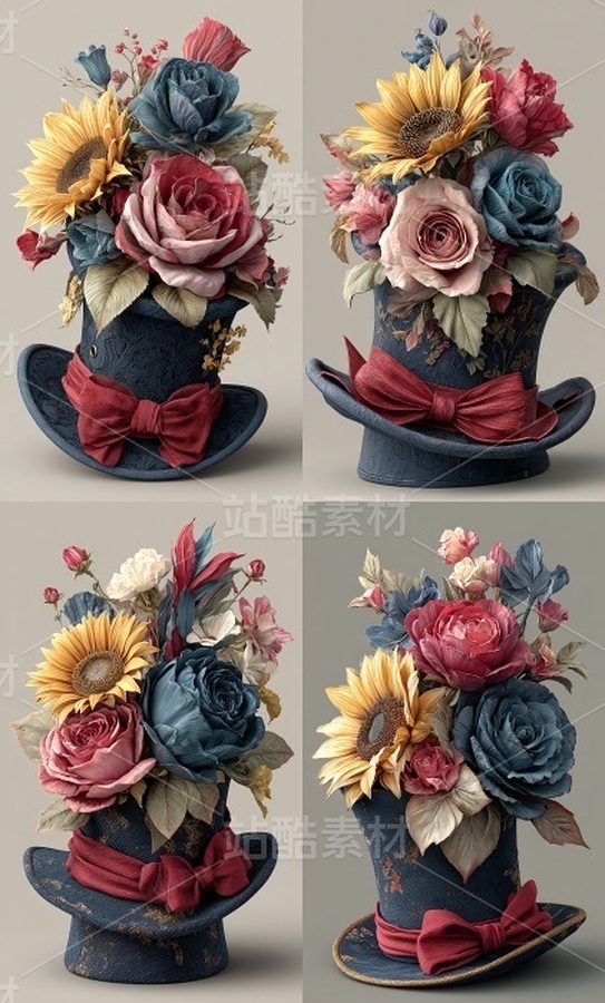 魔法礼帽鲜花插画 创意图案设计素材包（主预览-13088719） - 未分类 - 站酷设计师幻野纪原创素材 - 站酷ZCOOL