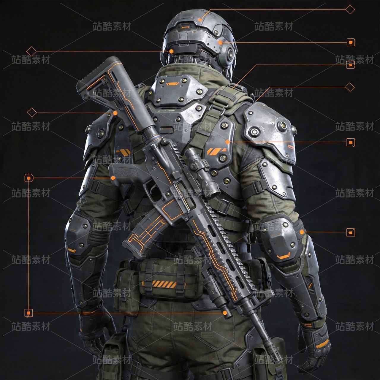 机甲工厂武器库工业走廊机械维修站未来军事基地