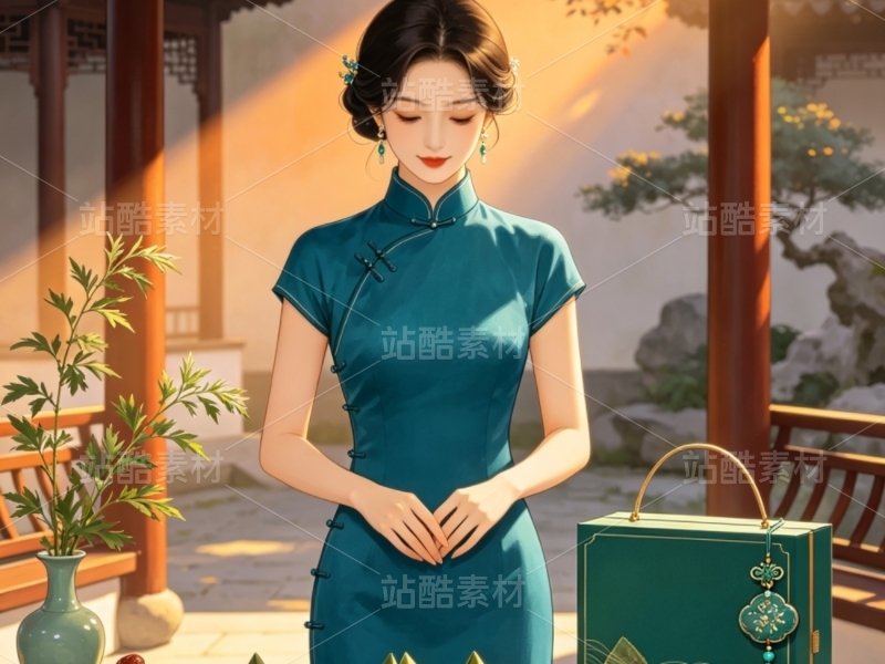 司芷钰·端午雅集 | 国风旗袍美人商业插画素材库