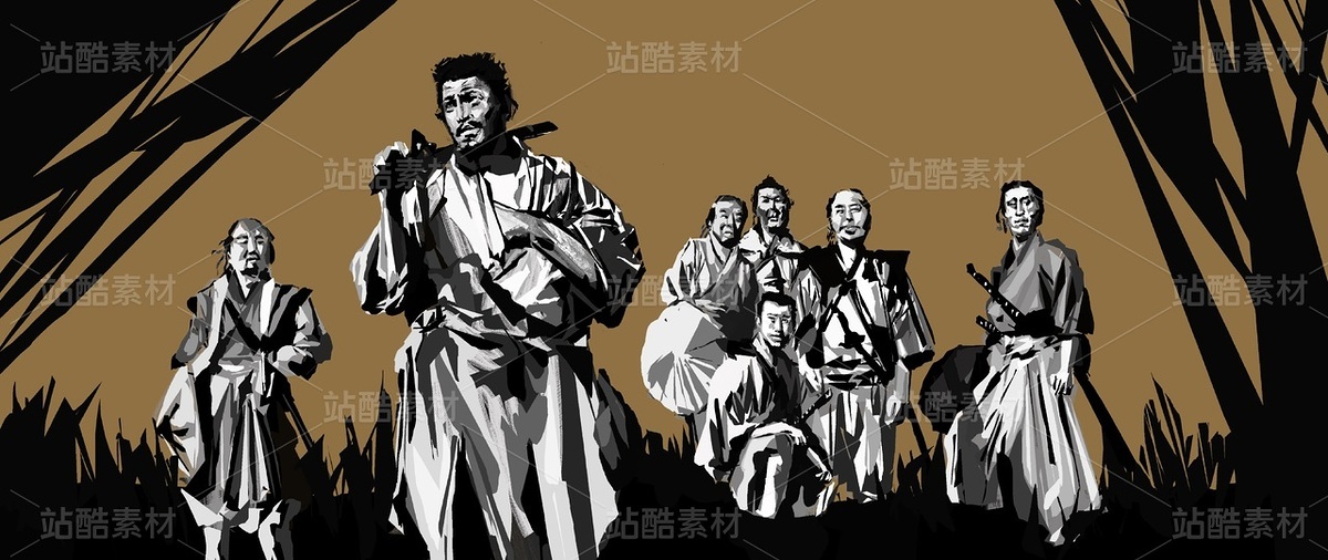 黑金七武士绘画素材插画（主预览-13092940） - 未分类 - 站酷设计师科斯坦丁尼耶原创素材 - 站酷ZCOOL