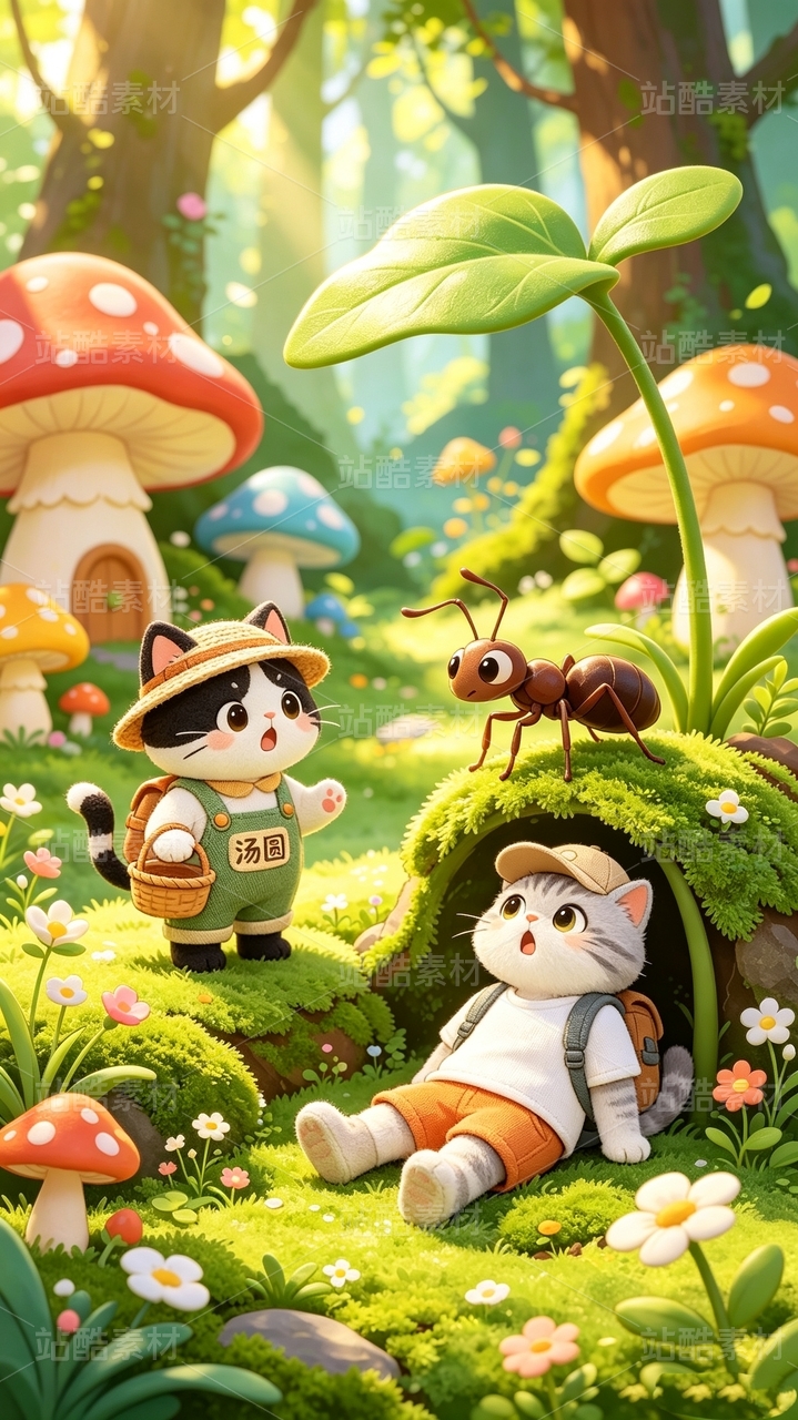 汤圆与波妞妞:森林大冒险|3D 奇幻绘本插画