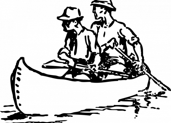 用矢量图像的独木舟旅行