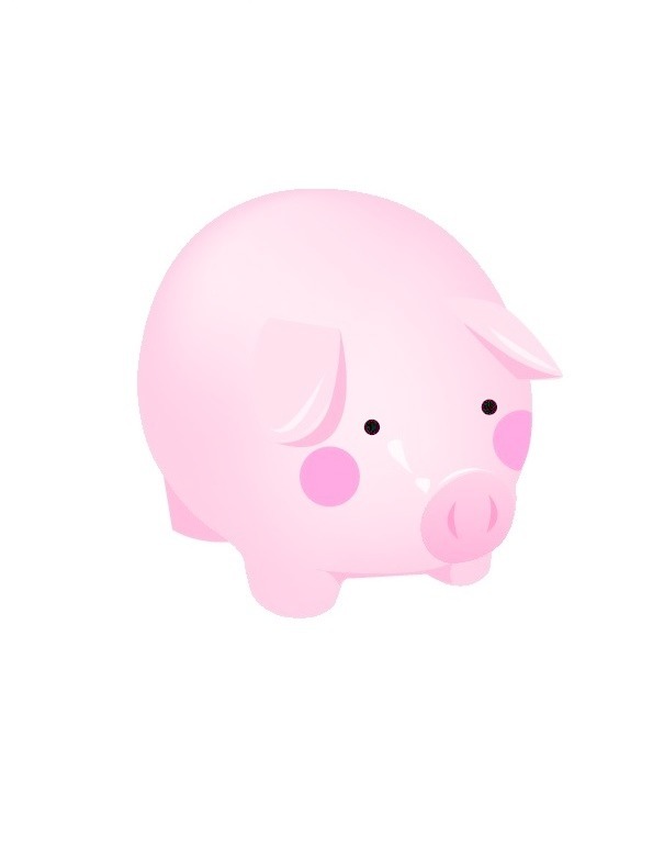 可爱小粉猪矢量图