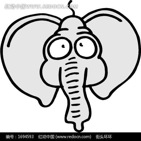 手绘瞪着大眼睛的小象