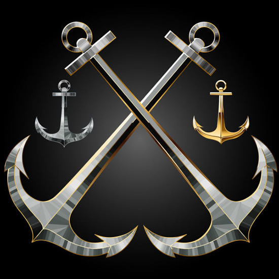 金属质感船锚设计矢量素材