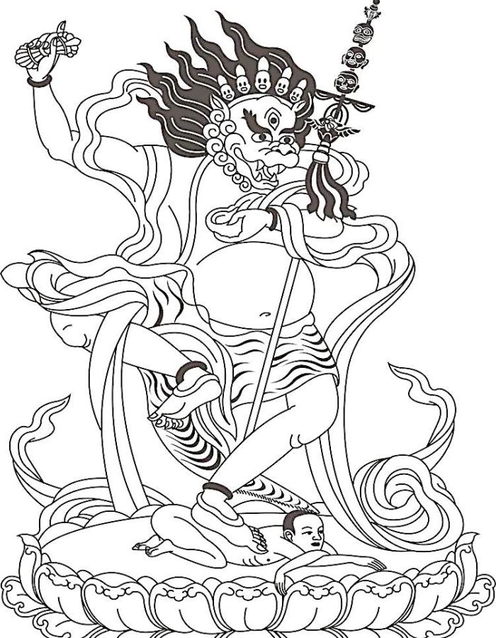 金刚手菩萨(愤怒相)线稿图片