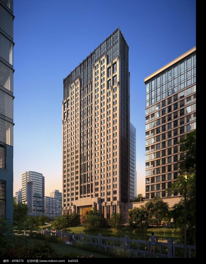 庄重的现代政府机关办公大楼建筑效果图psd