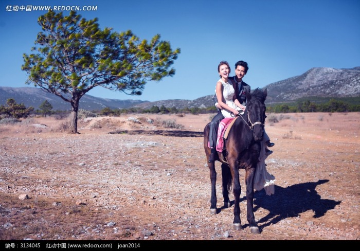 一对骑马的情侣图片图片