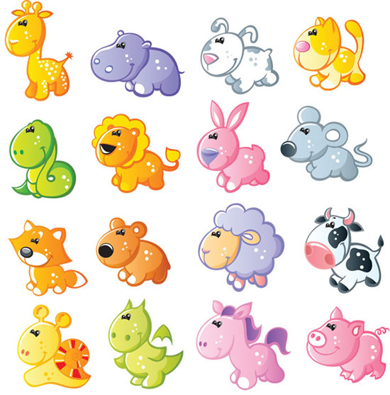 可爱卡通动物设计矢量图 ai