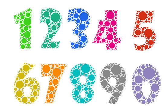 彩色圆点数字psd素材下载