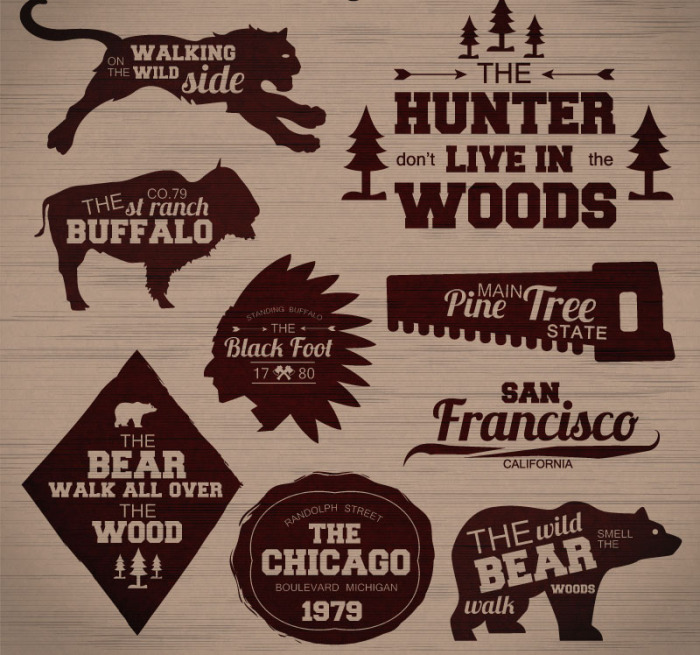 野生动物保护标签矢量素材