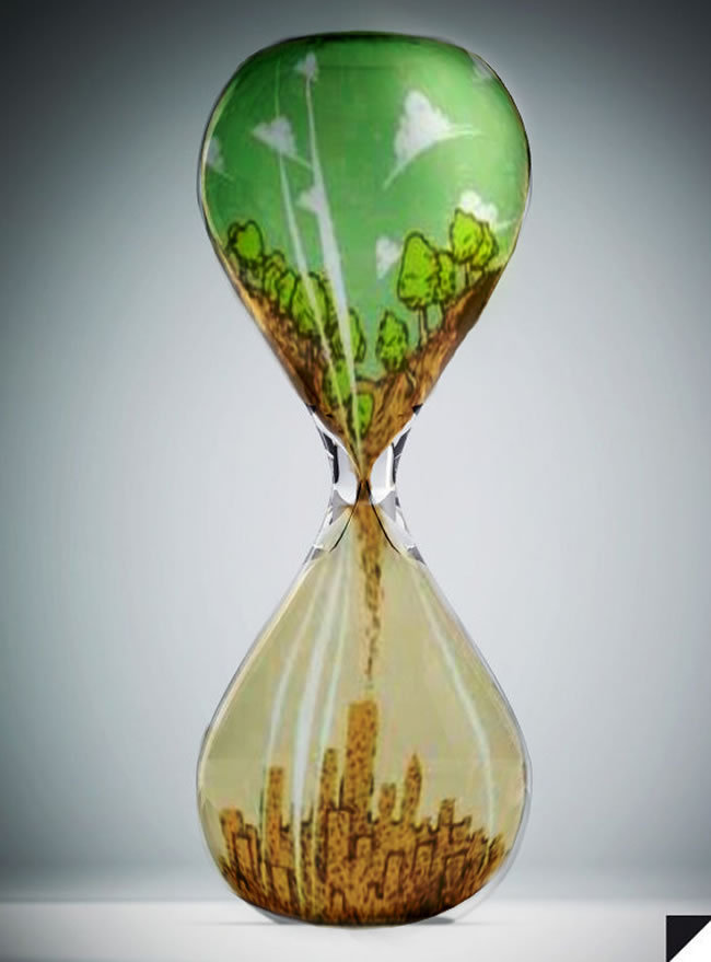 创意沙漏环保公益海报psd素材