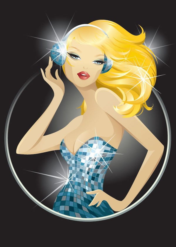 光芒闪耀时尚女郎矢量素材