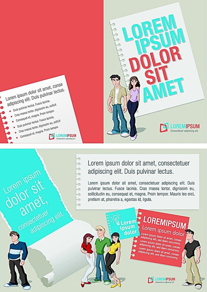 卡通人物风格的简约公司宣传册设计模板